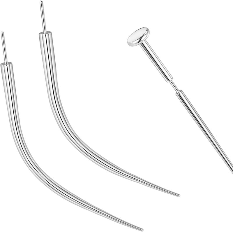 PunkTracker 20g/18g/16g/14g Curved ASTM F136 Titanium Piercing Kit Taper Insertion Pin for Threadless Tragus Helix Lip Nose Helix Piercing Jewelry Cartilage Earrings Labret Studs Nose Stud Stretcher - Image 1